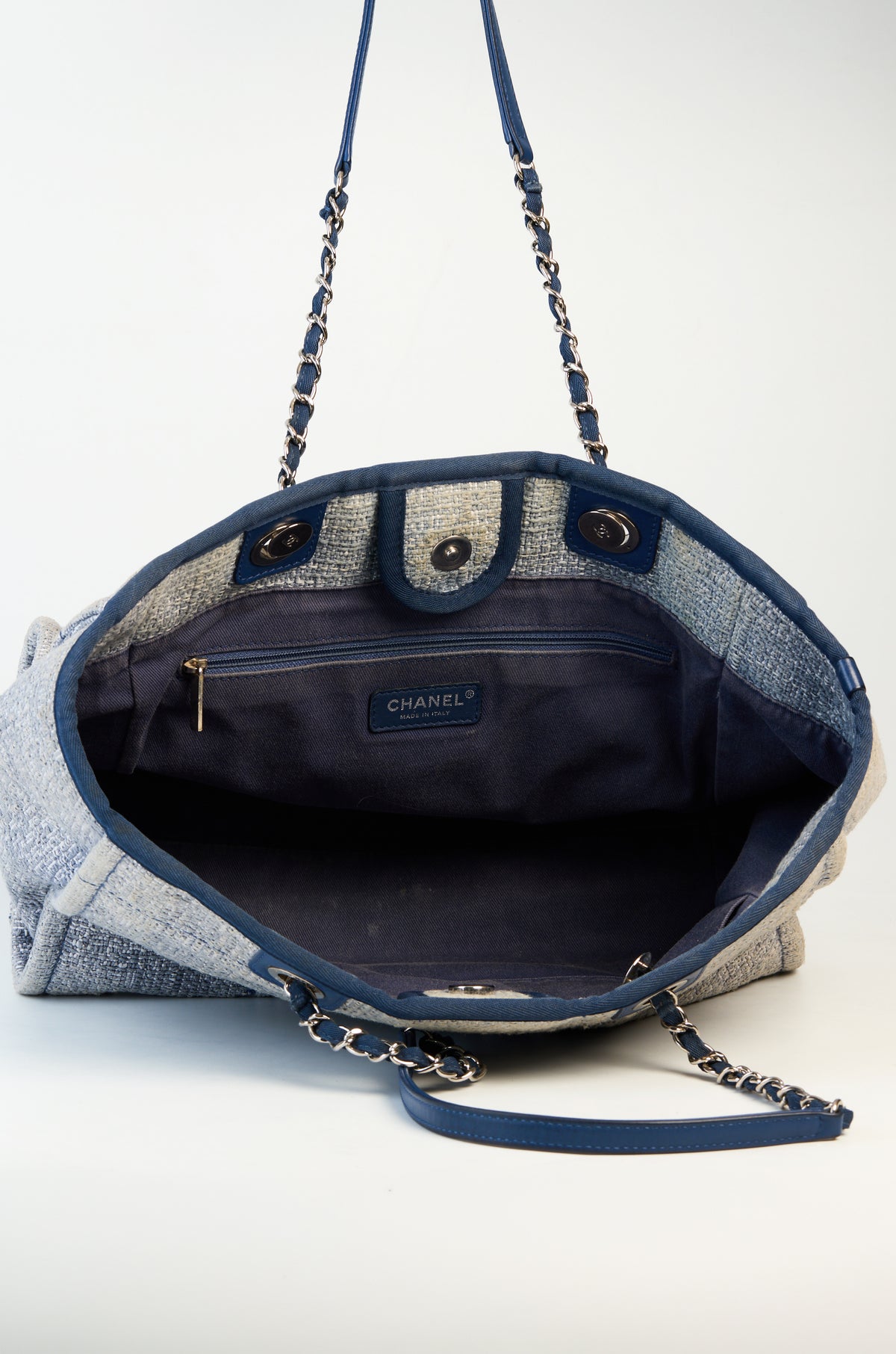Chanel Blue Tweed Medium Deauville Shopper Tote
