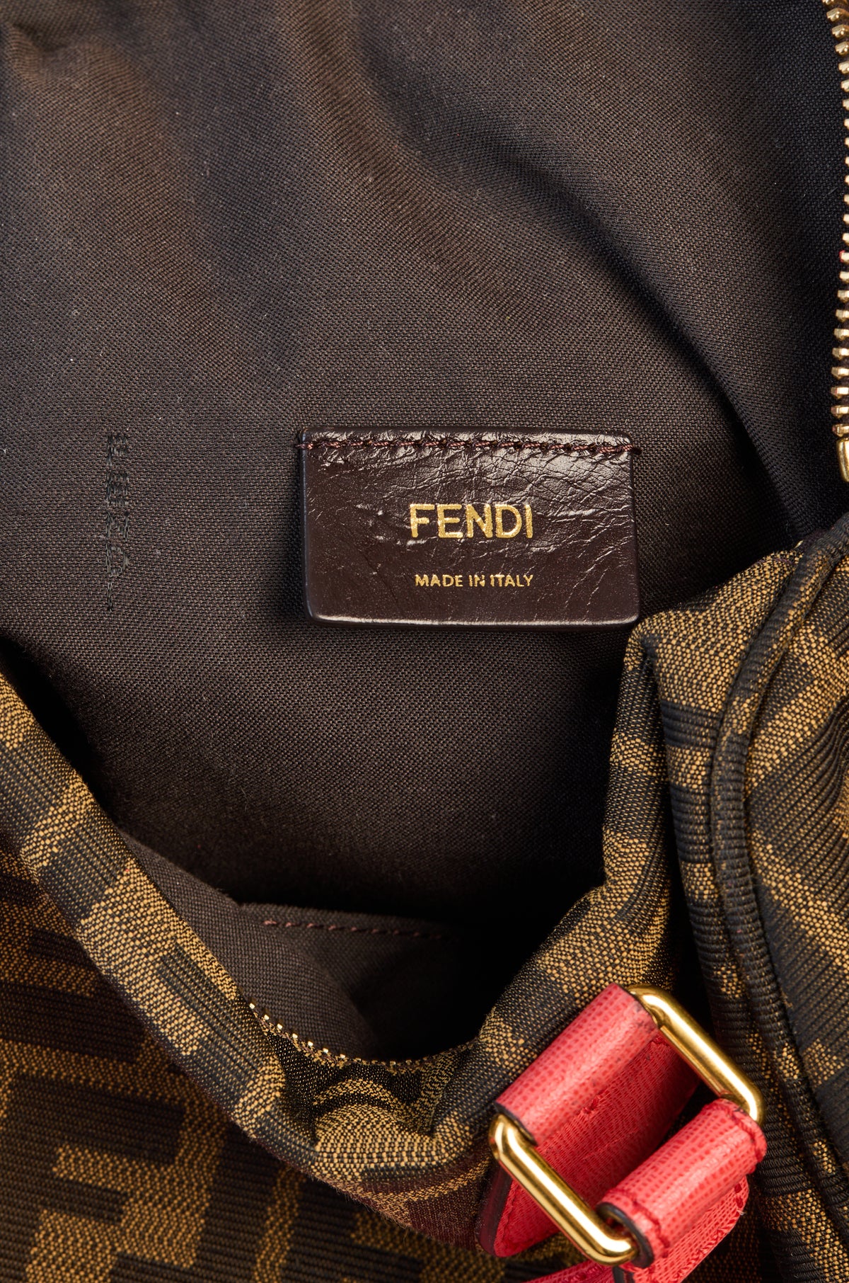 Fendi Tobacco Zucca Print Canvas Medium Boston Bag