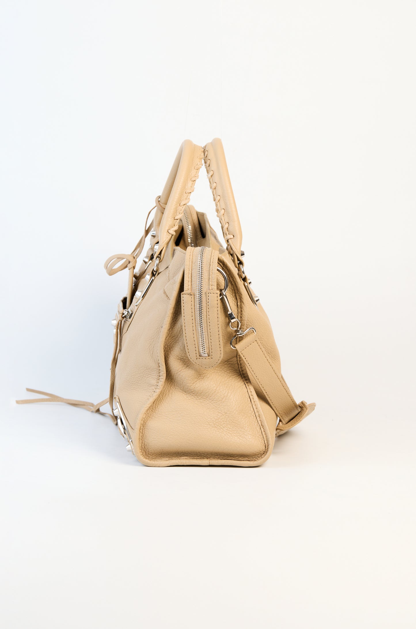 Balenciaga Beige Leather Metallic Edge City Medium Bag