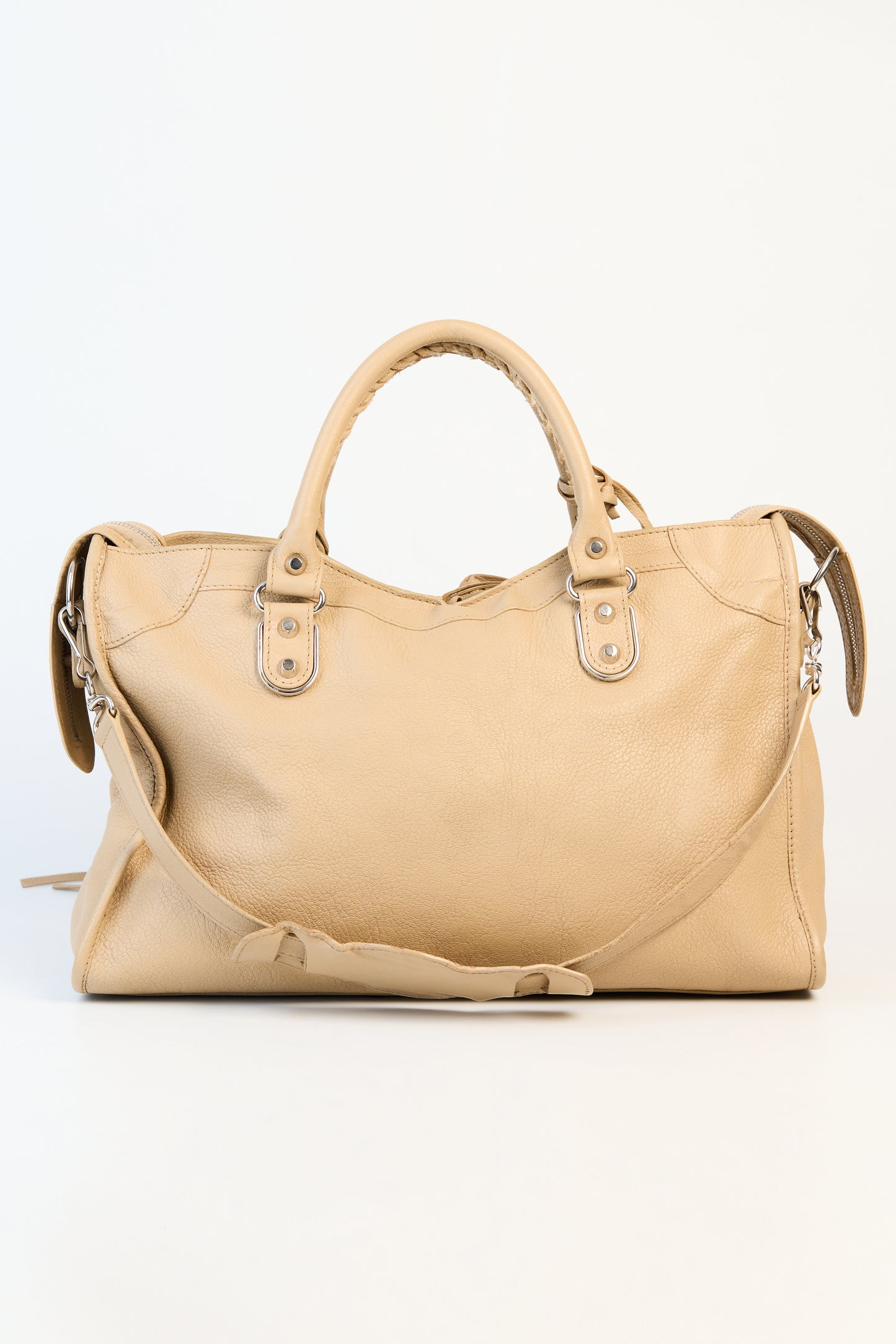 Balenciaga Beige Leather Metallic Edge City Medium Bag