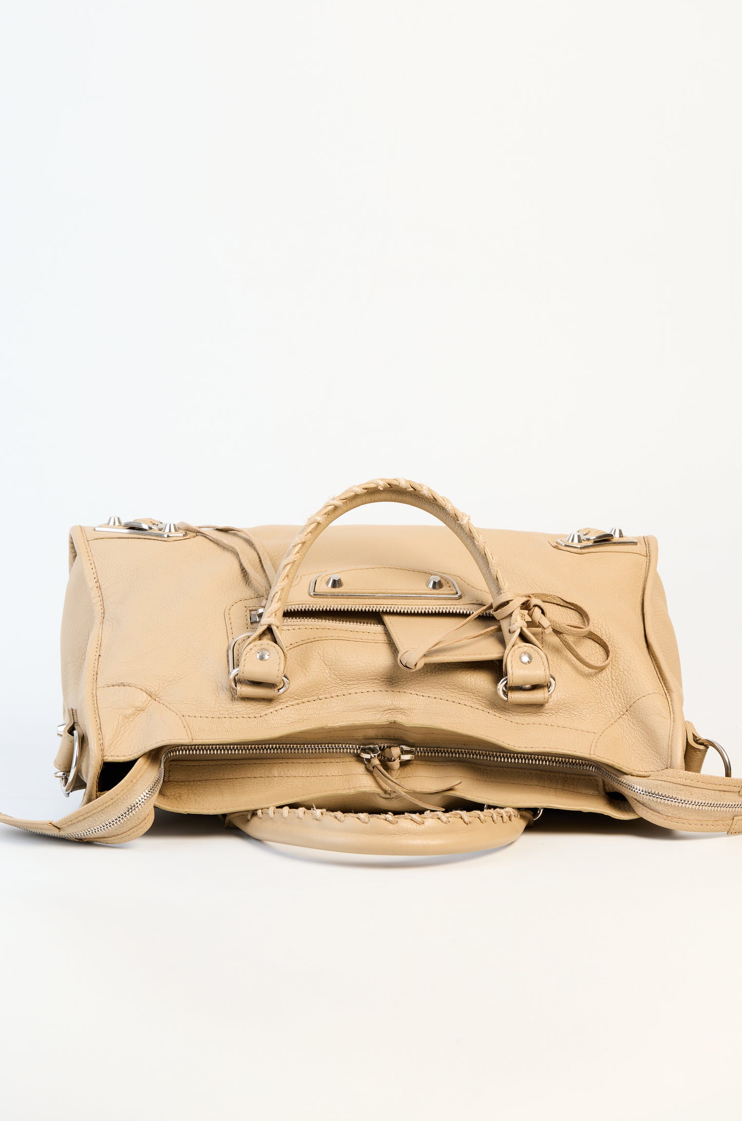 Balenciaga Beige Leather Metallic Edge City Medium Bag