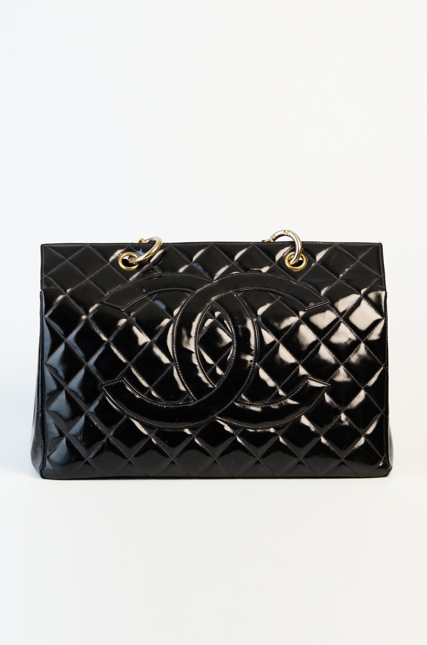 Chanel CC Matelassé Patent Leather Tote