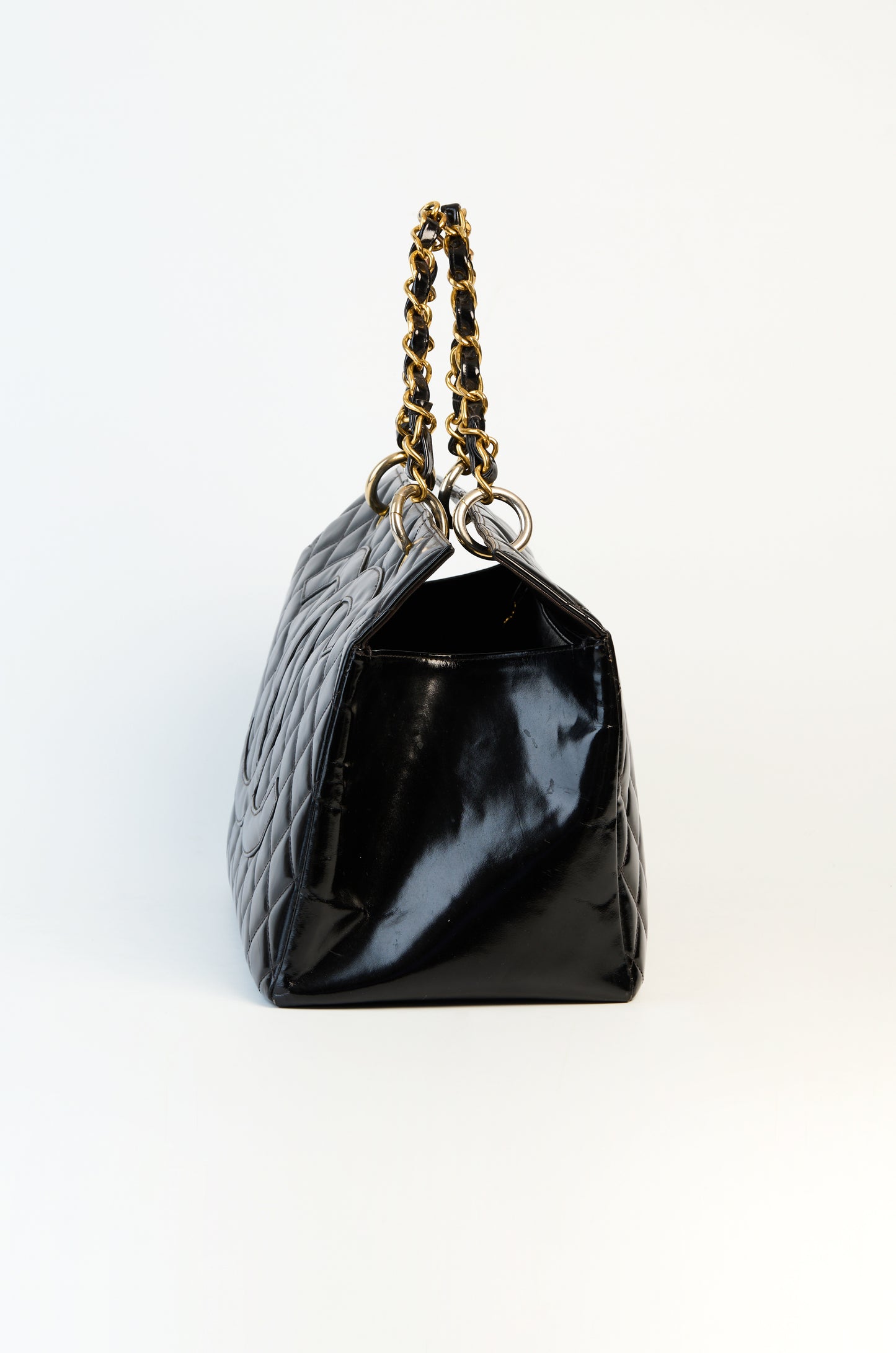Chanel CC Matelassé Patent Leather Tote