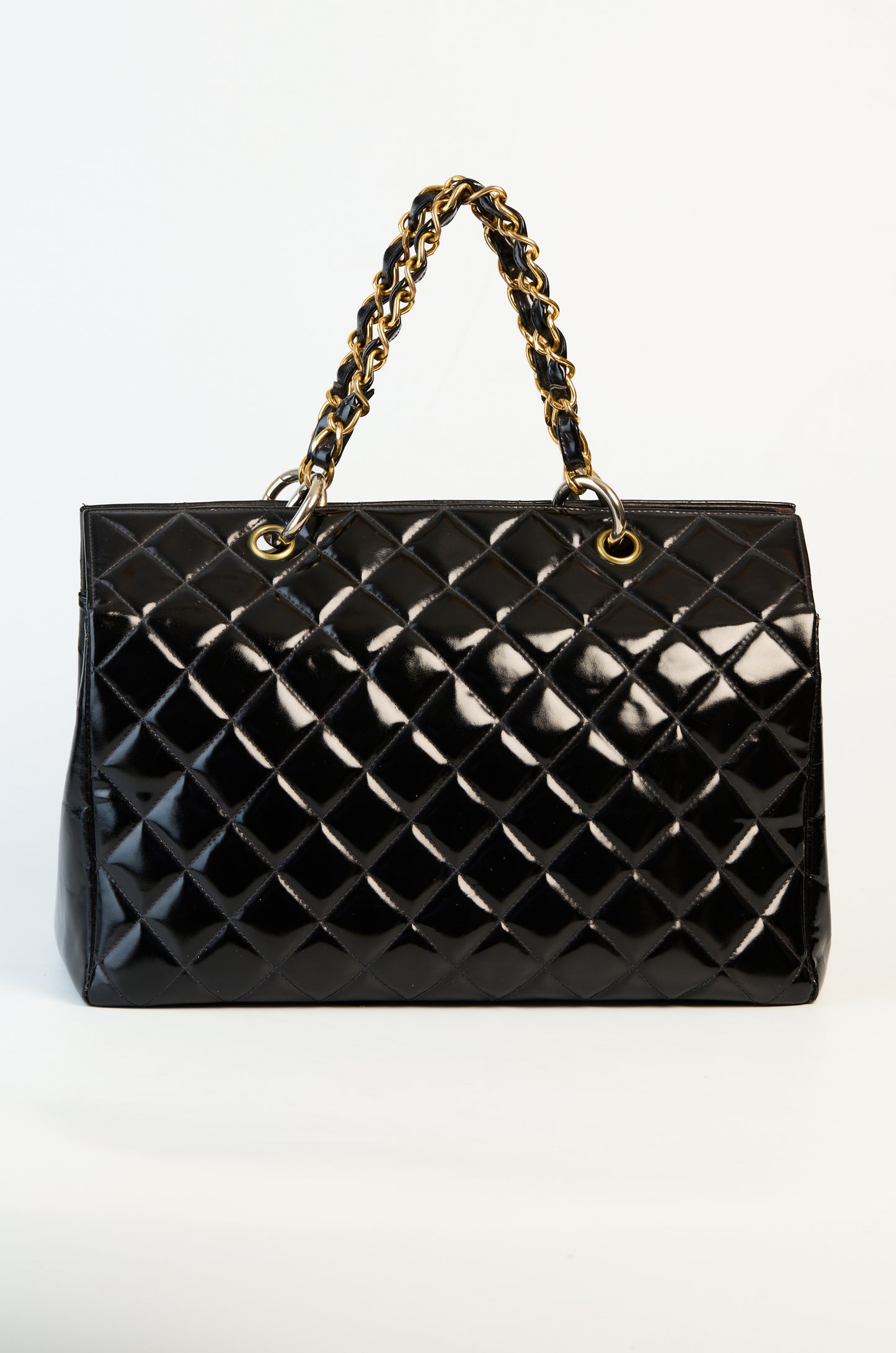 Chanel CC Matelassé Patent Leather Tote