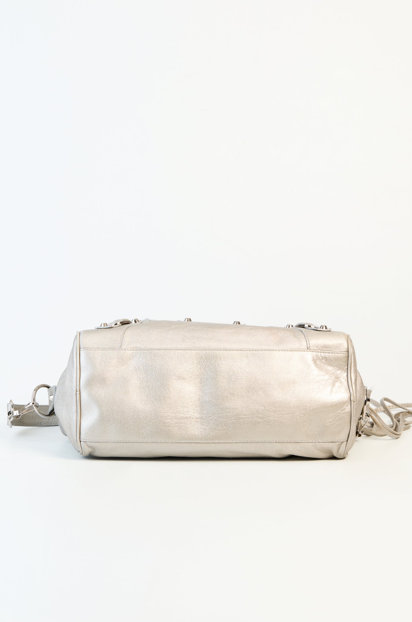 Balenciaga Metallic Leather Box Bag Silver