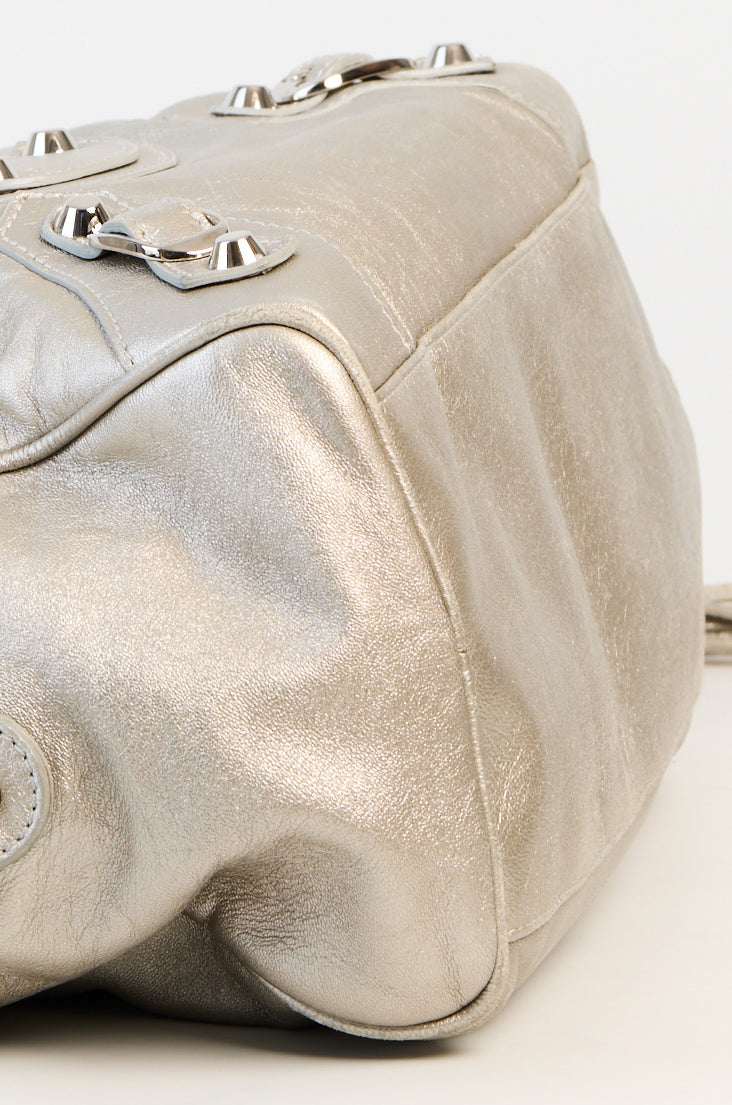 Balenciaga Metallic Leather Box Bag Silver