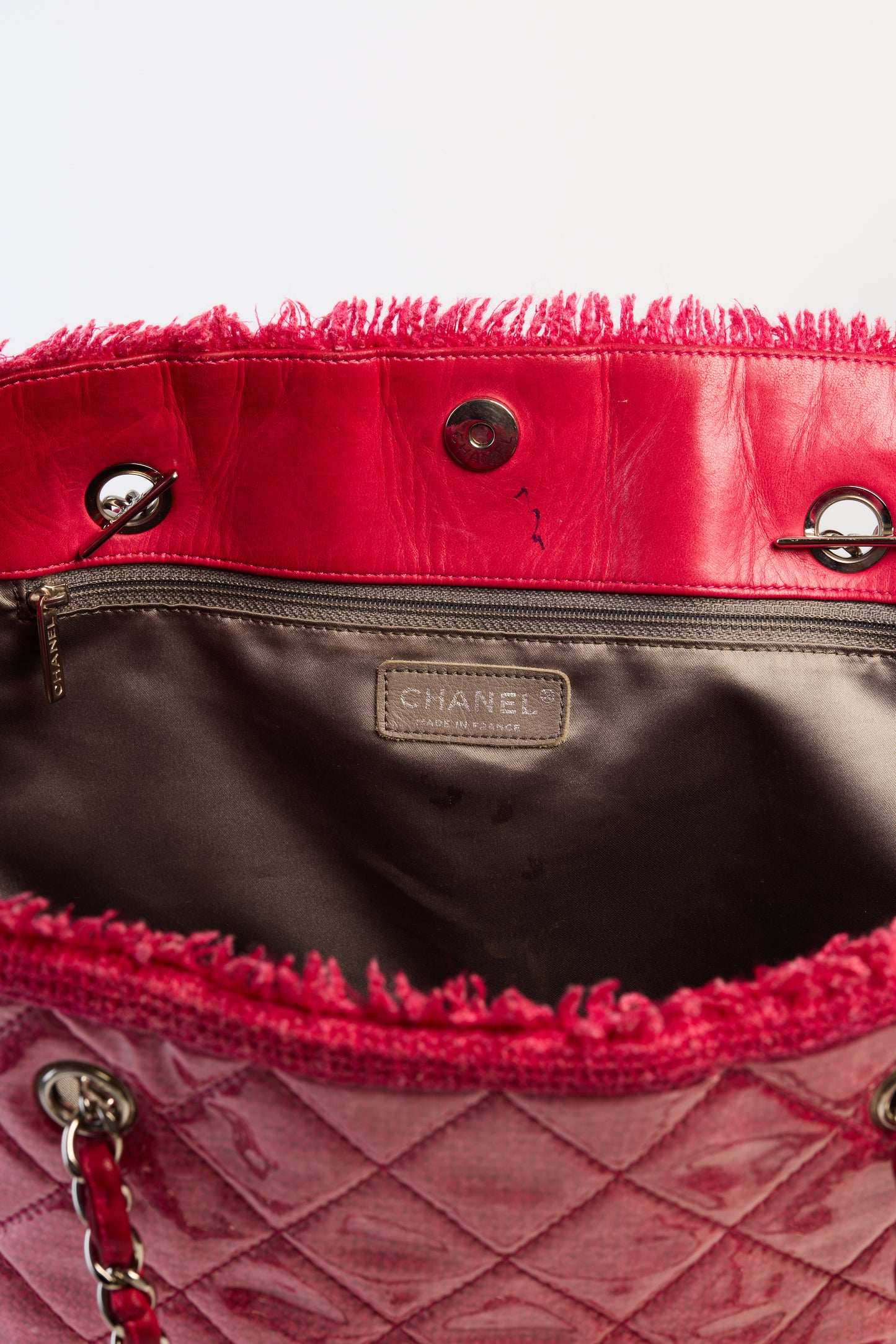 Chanel Patent Toile Tote Bag Pink