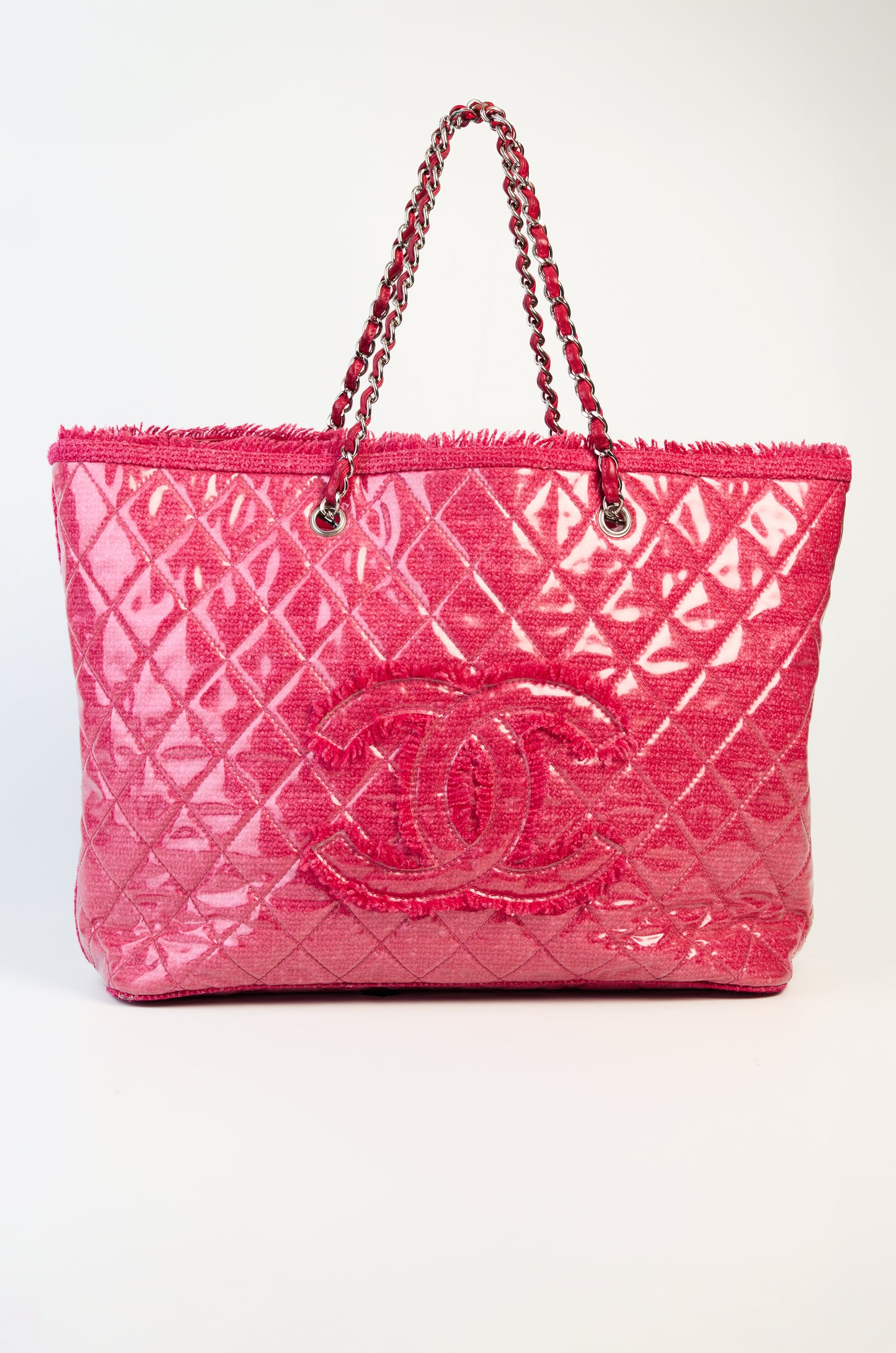 Chanel Patent Toile Tote Bag Pink