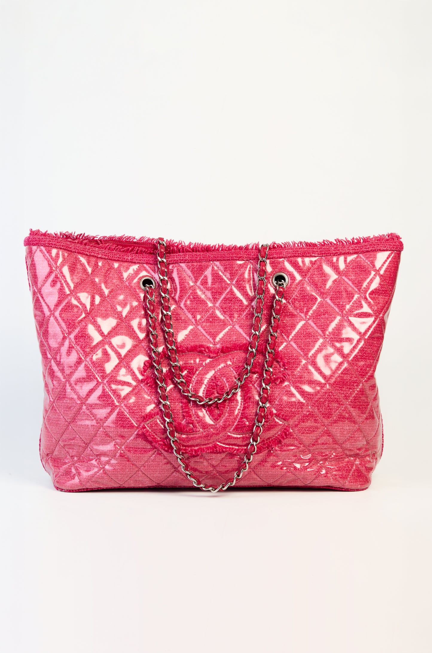 Chanel Patent Toile Tote Bag Pink
