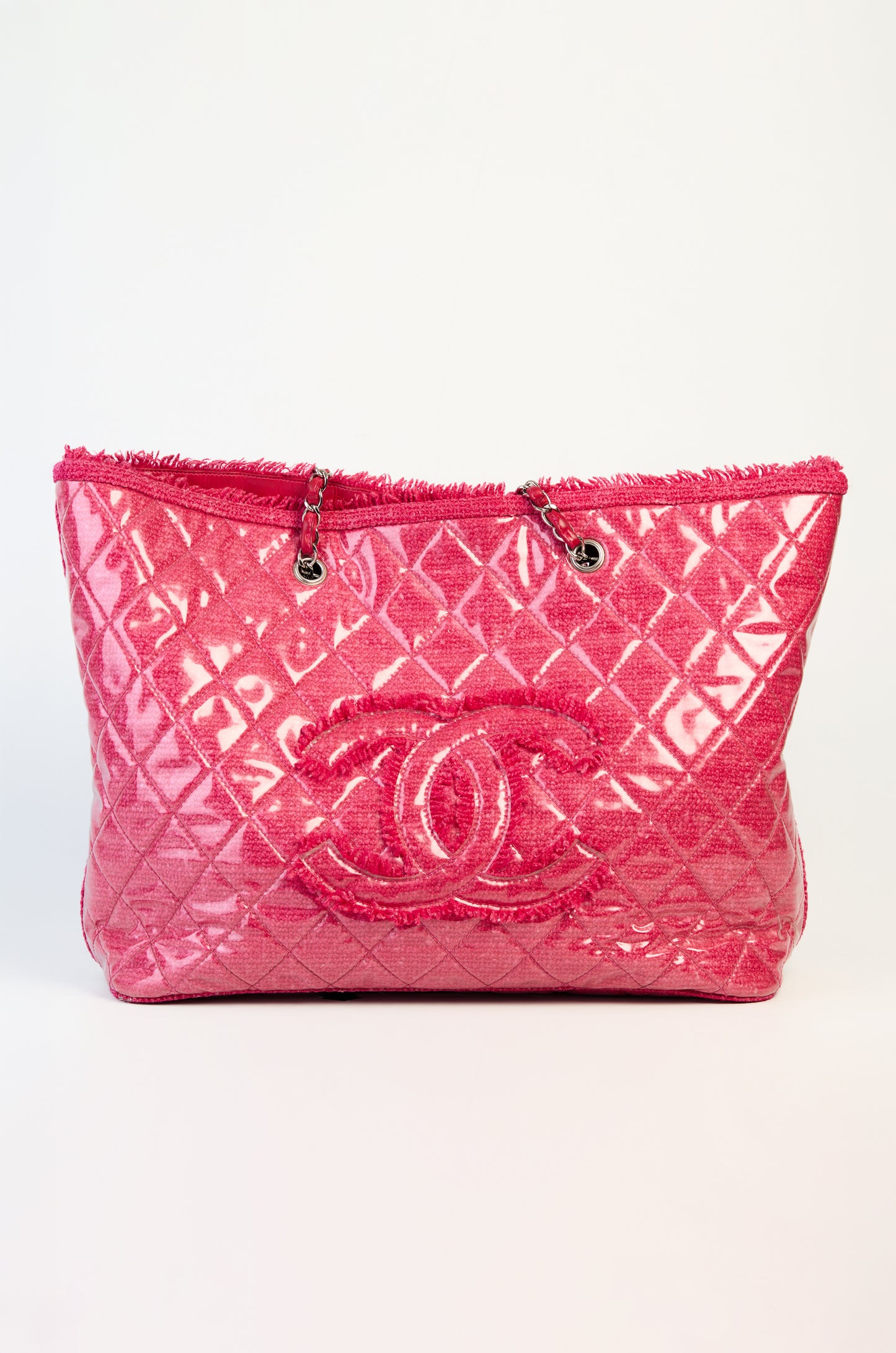 Chanel Patent Toile Tote Bag Pink