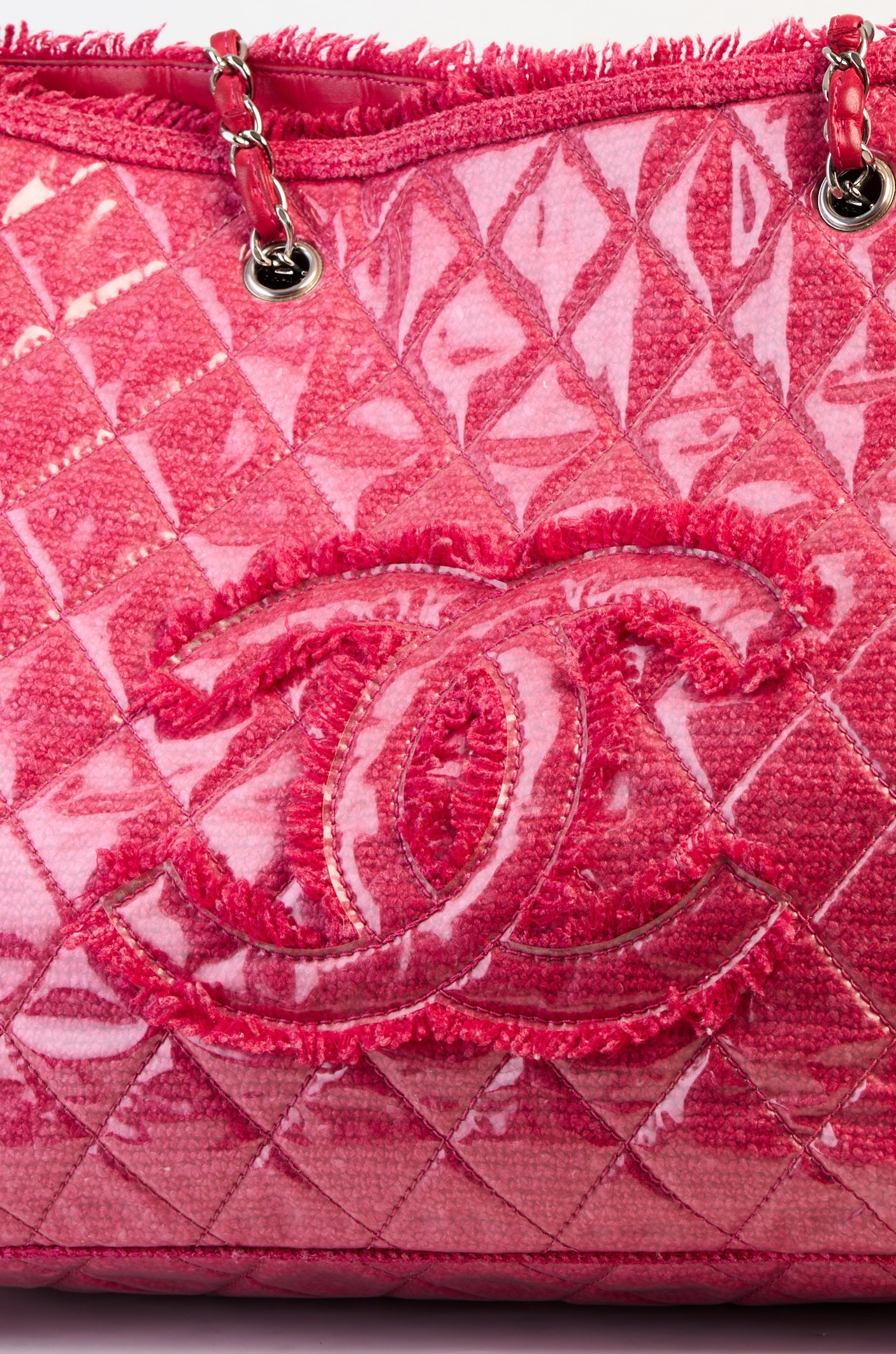 Chanel Patent Toile Tote Bag Pink