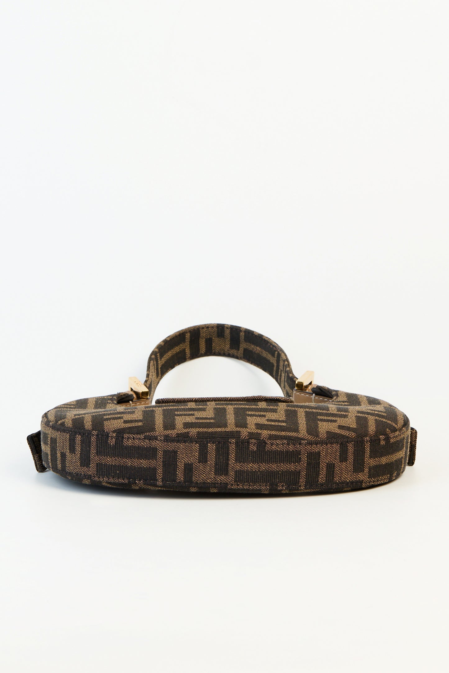 Fendi Fabric Jacquard FF 1974 Mini Cookie Hobo Bag Tobacco Moro