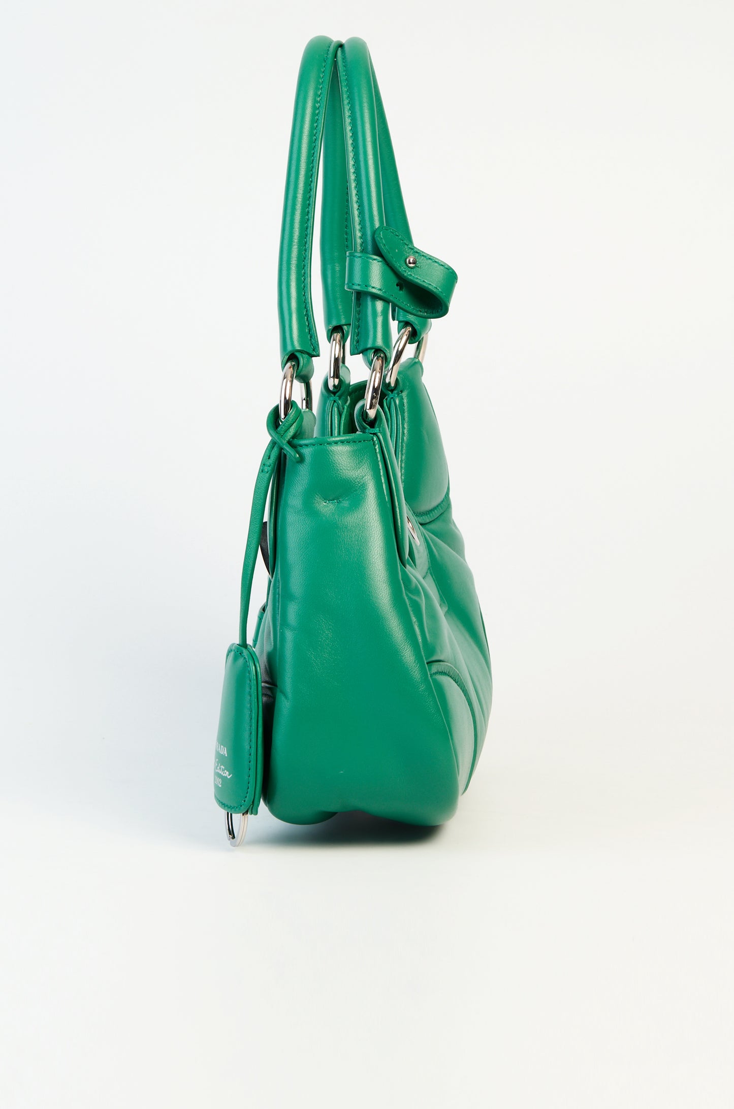 Prada Enameled Metal Triangle Moon Bag