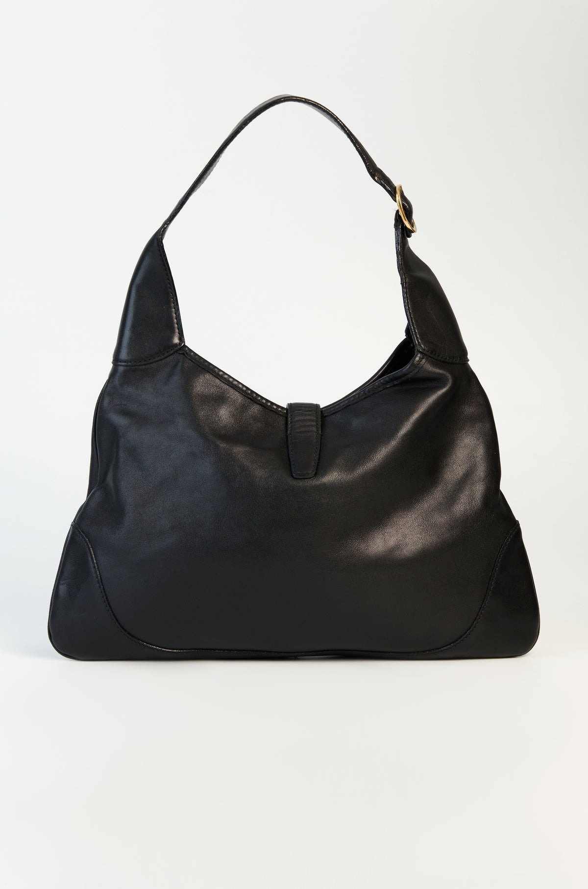 Gucci Black Leather Web Jackie O Hobo