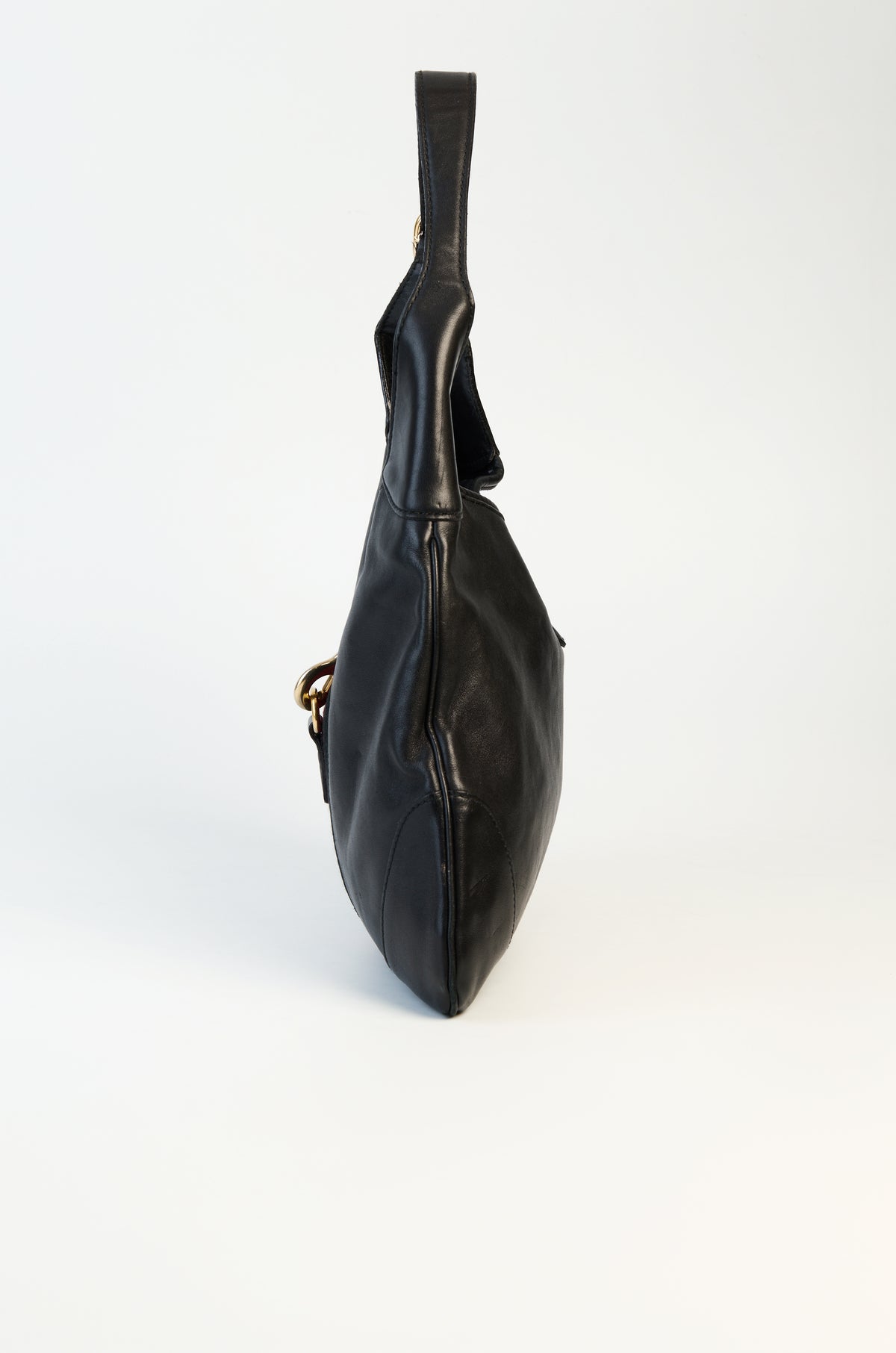 Gucci Black Leather Web Jackie O Hobo