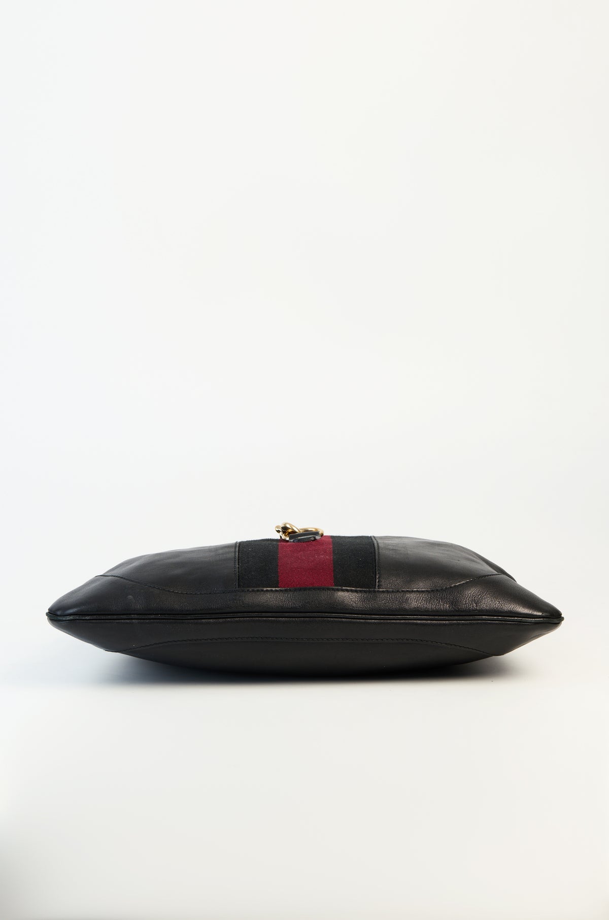 Gucci Black Leather Web Jackie O Hobo