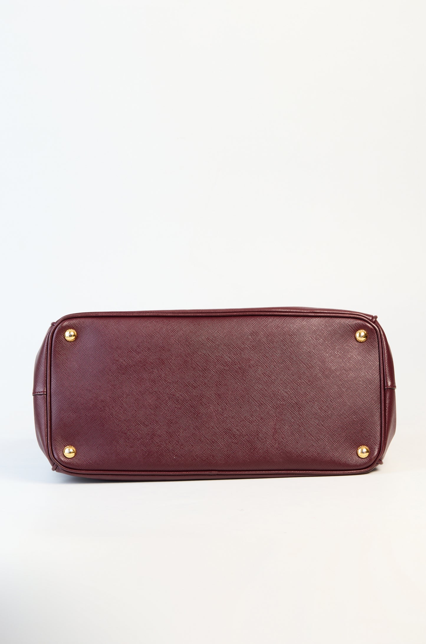 Prada Burgundy Saffiano Lux Leather Double Zip Executive Tote Bag