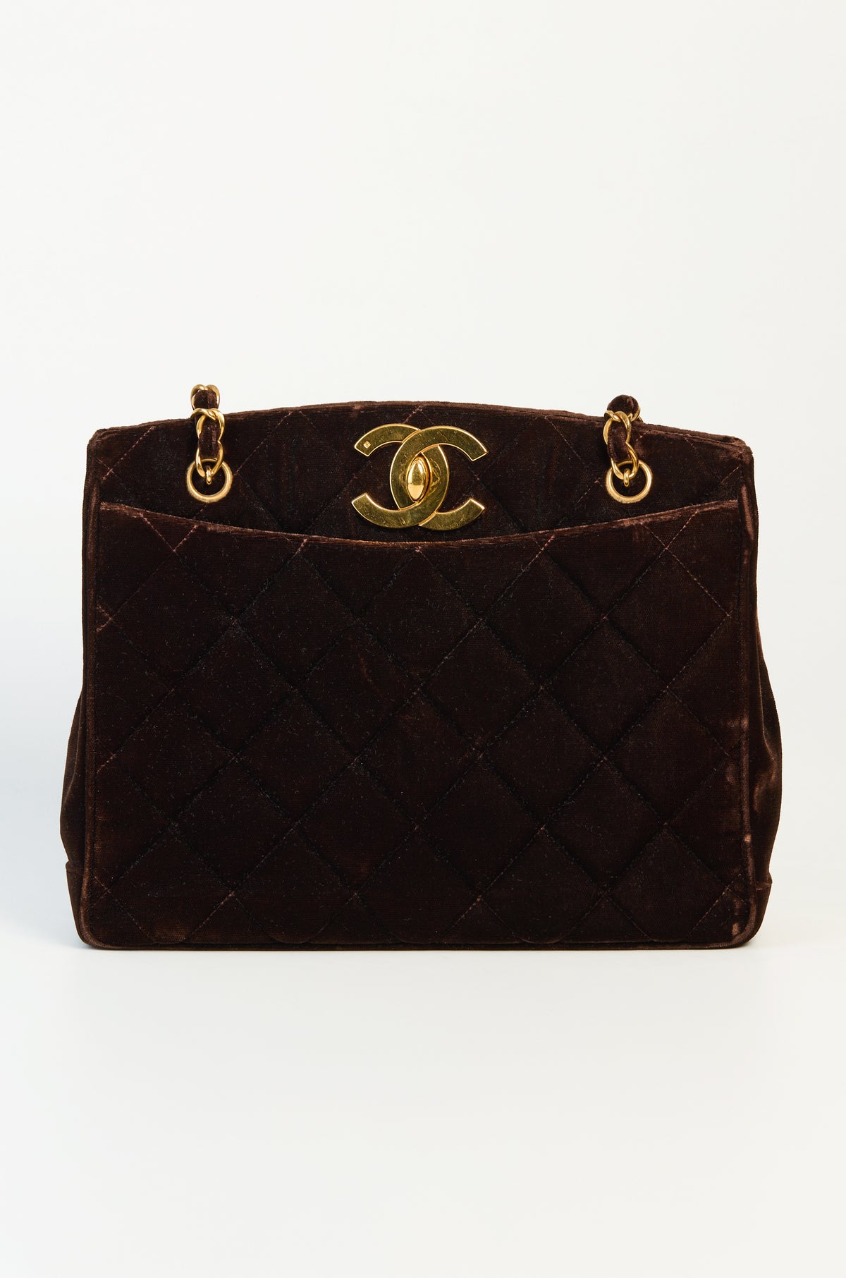 Chanel Vintage Brown Quilted Chain Tote