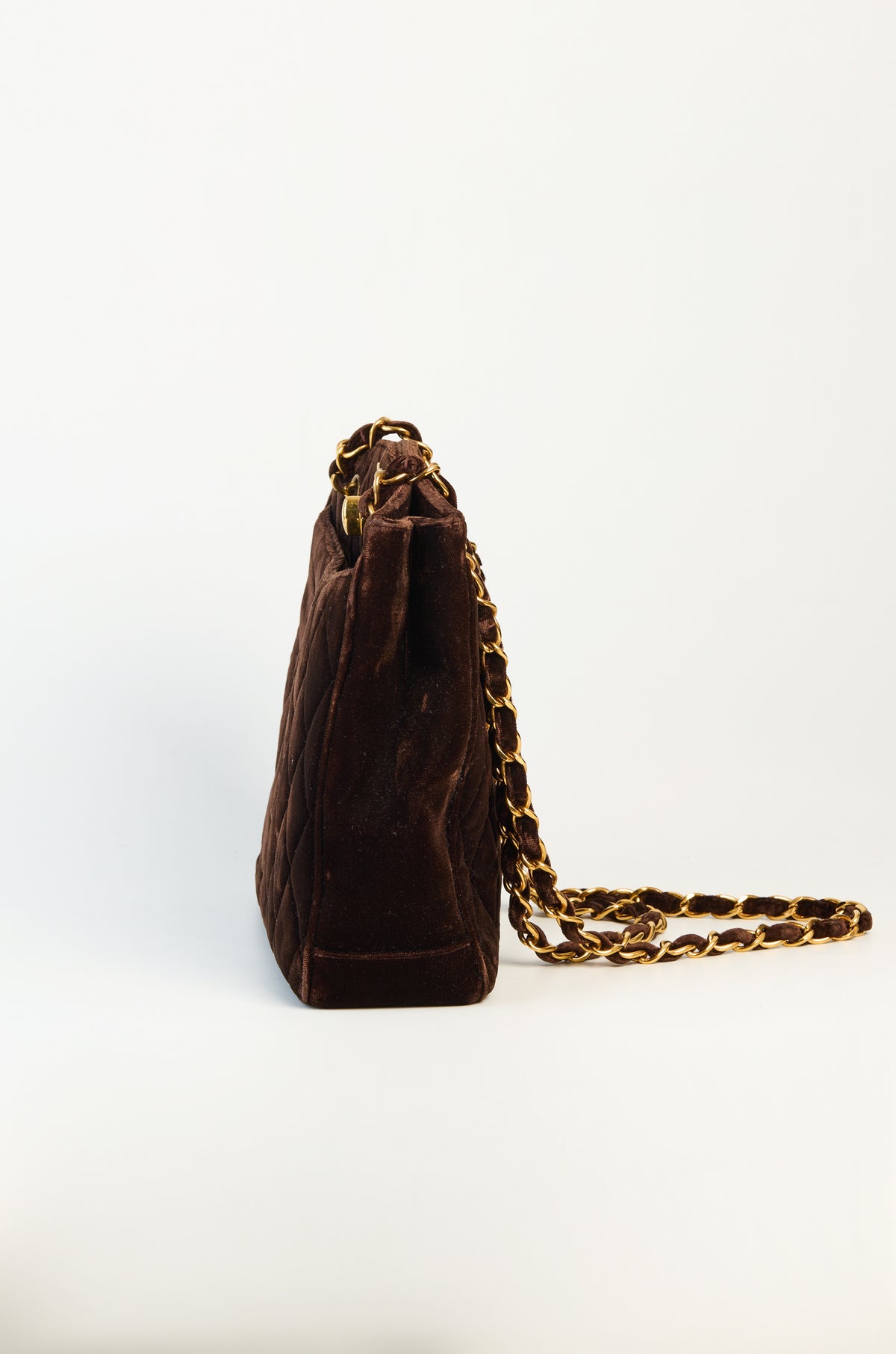 Chanel Vintage Brown Quilted Chain Tote