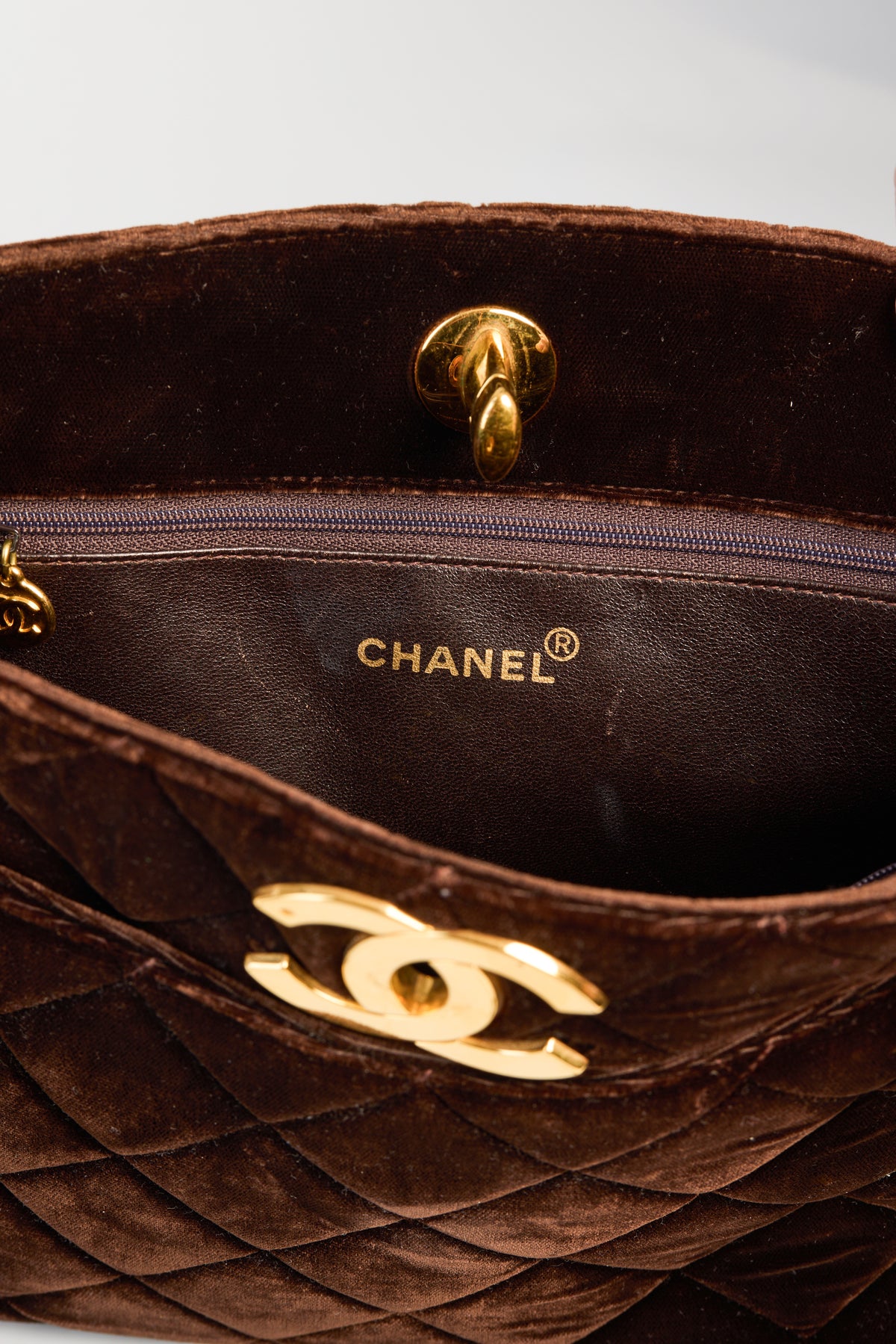 Chanel Vintage Brown Quilted Chain Tote