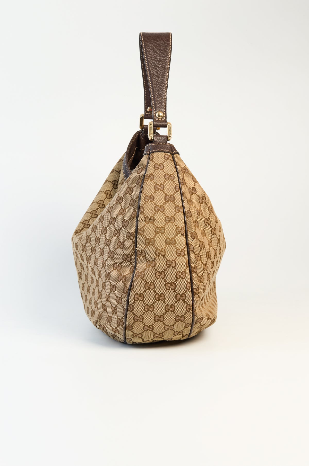 Gucci Beige/Ebony GG Canvas New Web Hobo Bag