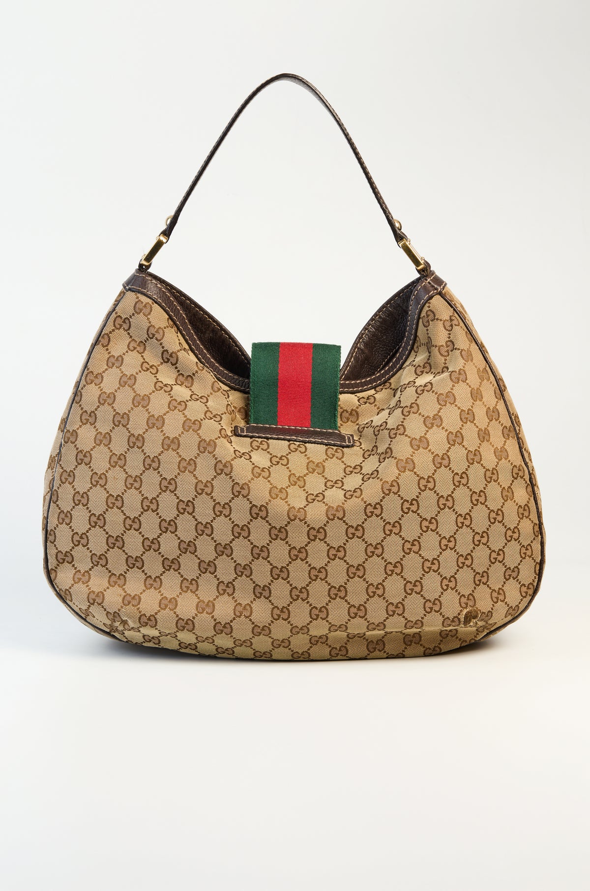 Gucci Beige/Ebony GG Canvas New Web Hobo Bag