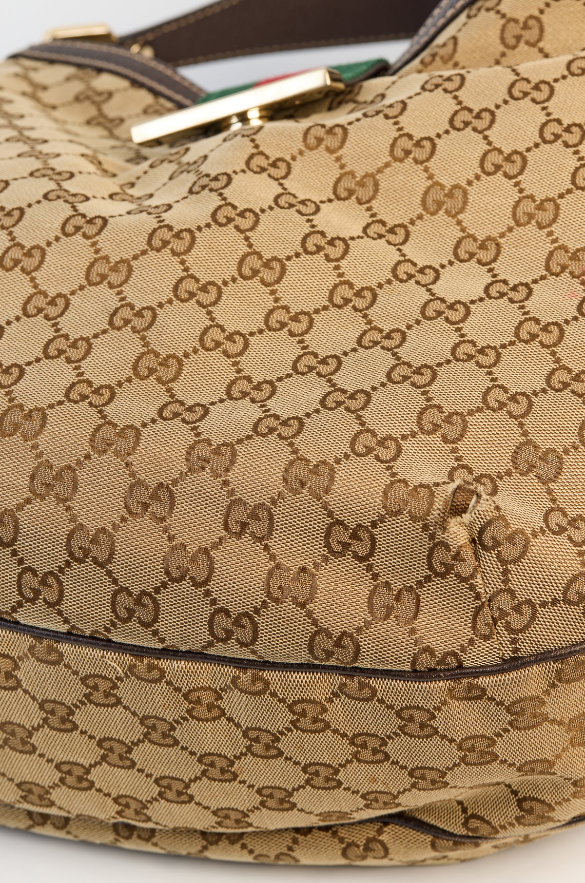 Gucci Beige/Ebony GG Canvas New Web Hobo Bag