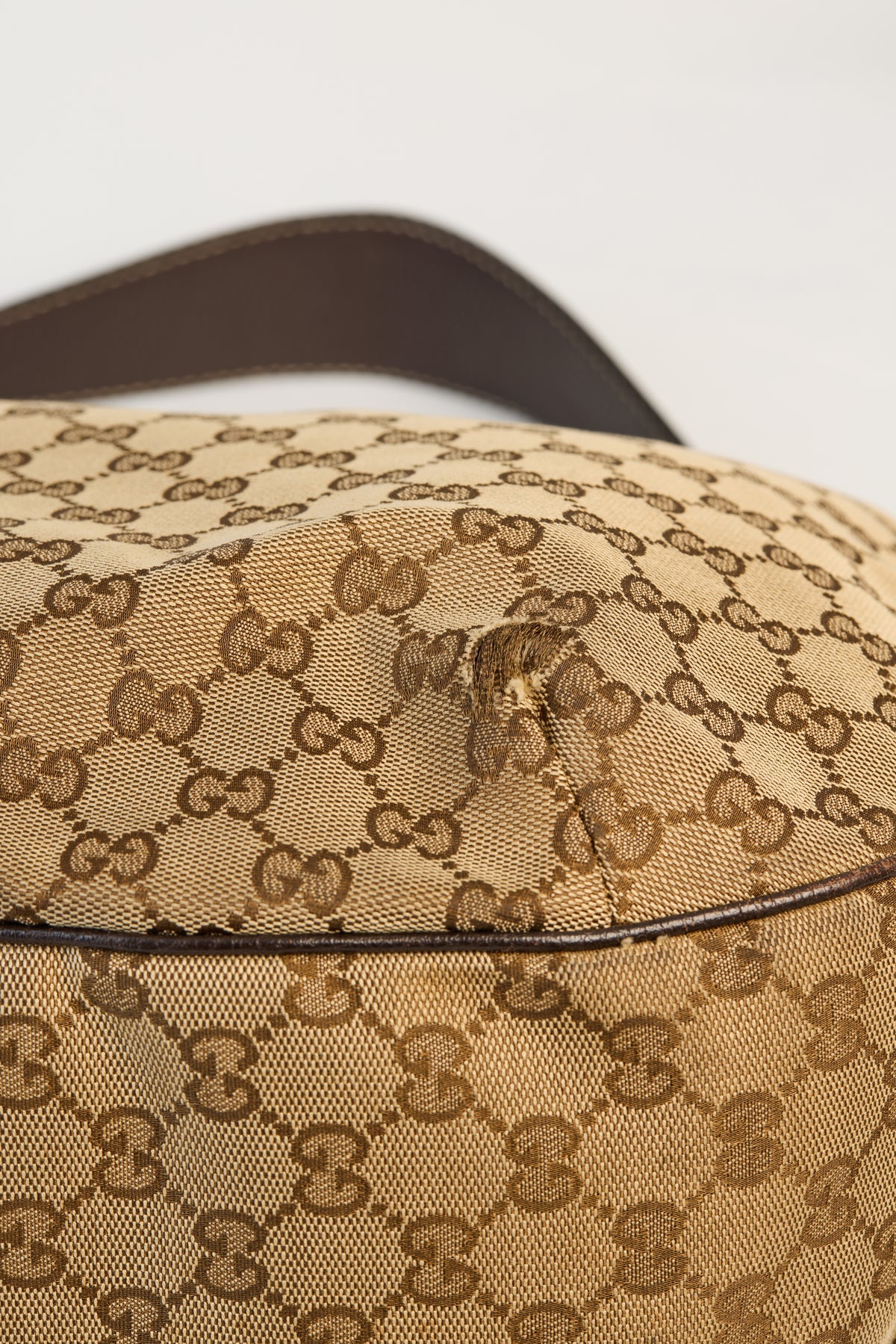 Gucci Beige/Ebony GG Canvas New Web Hobo Bag