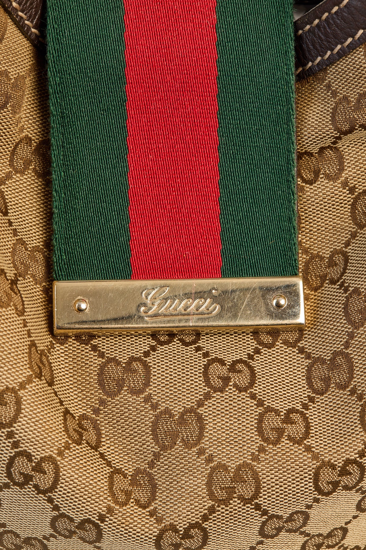 Gucci Beige/Ebony GG Canvas New Web Hobo Bag