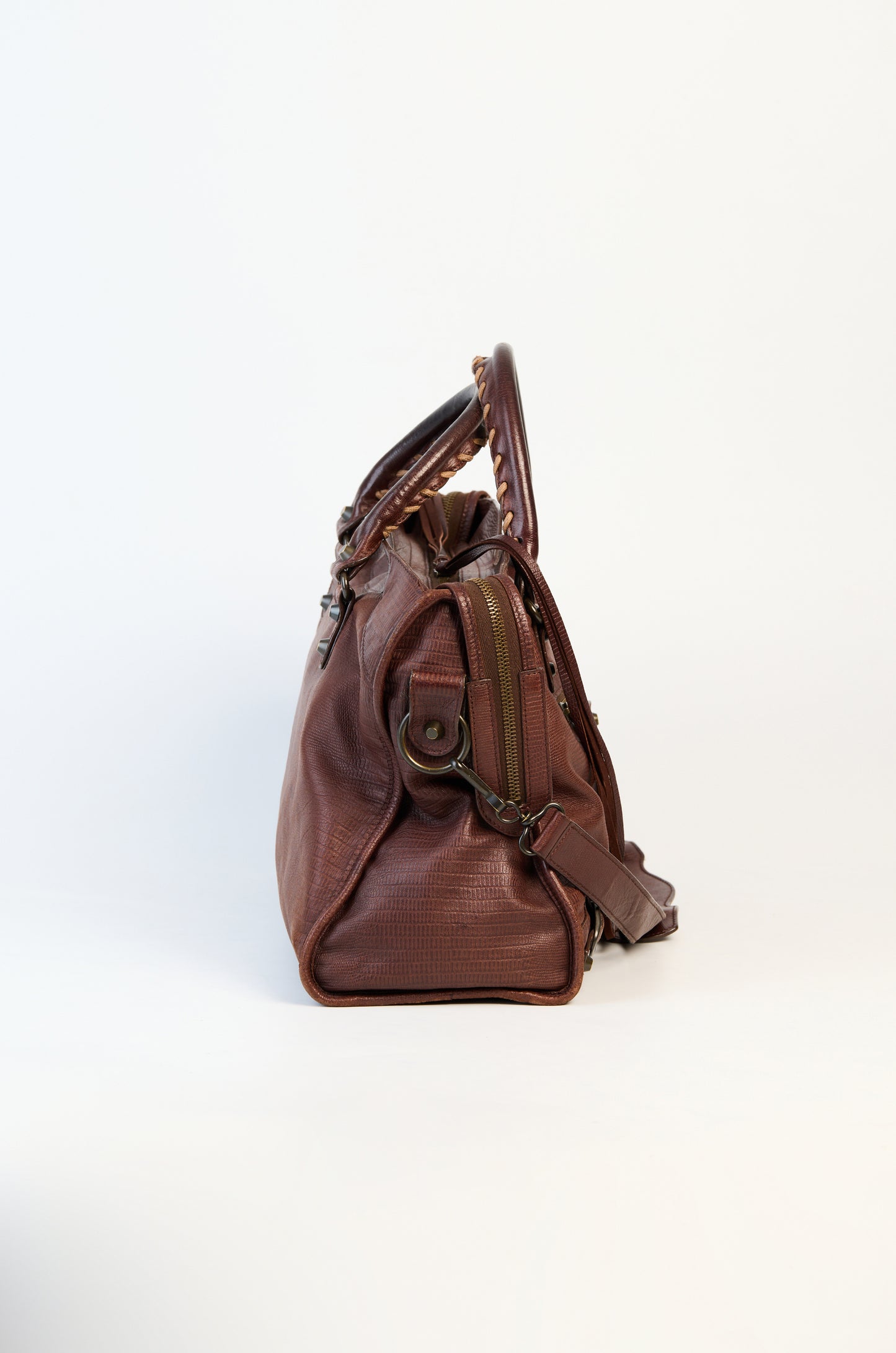 Balenciaga Limited Edition Neiman Marcus Anniversary Castagna Lizard Embossed Leather Motorcycle City Bag