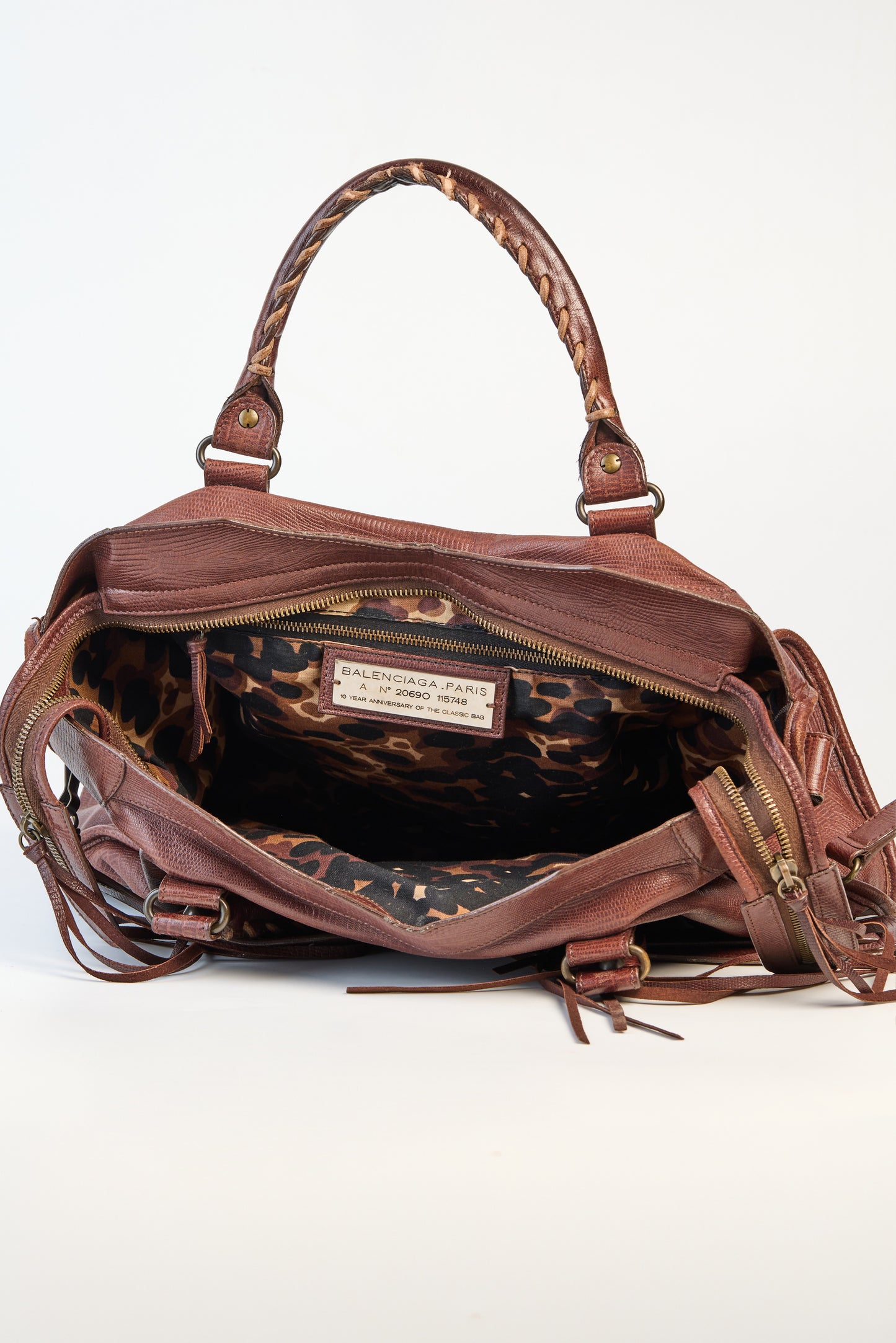 Balenciaga Limited Edition Neiman Marcus Anniversary Castagna Lizard Embossed Leather Motorcycle City Bag