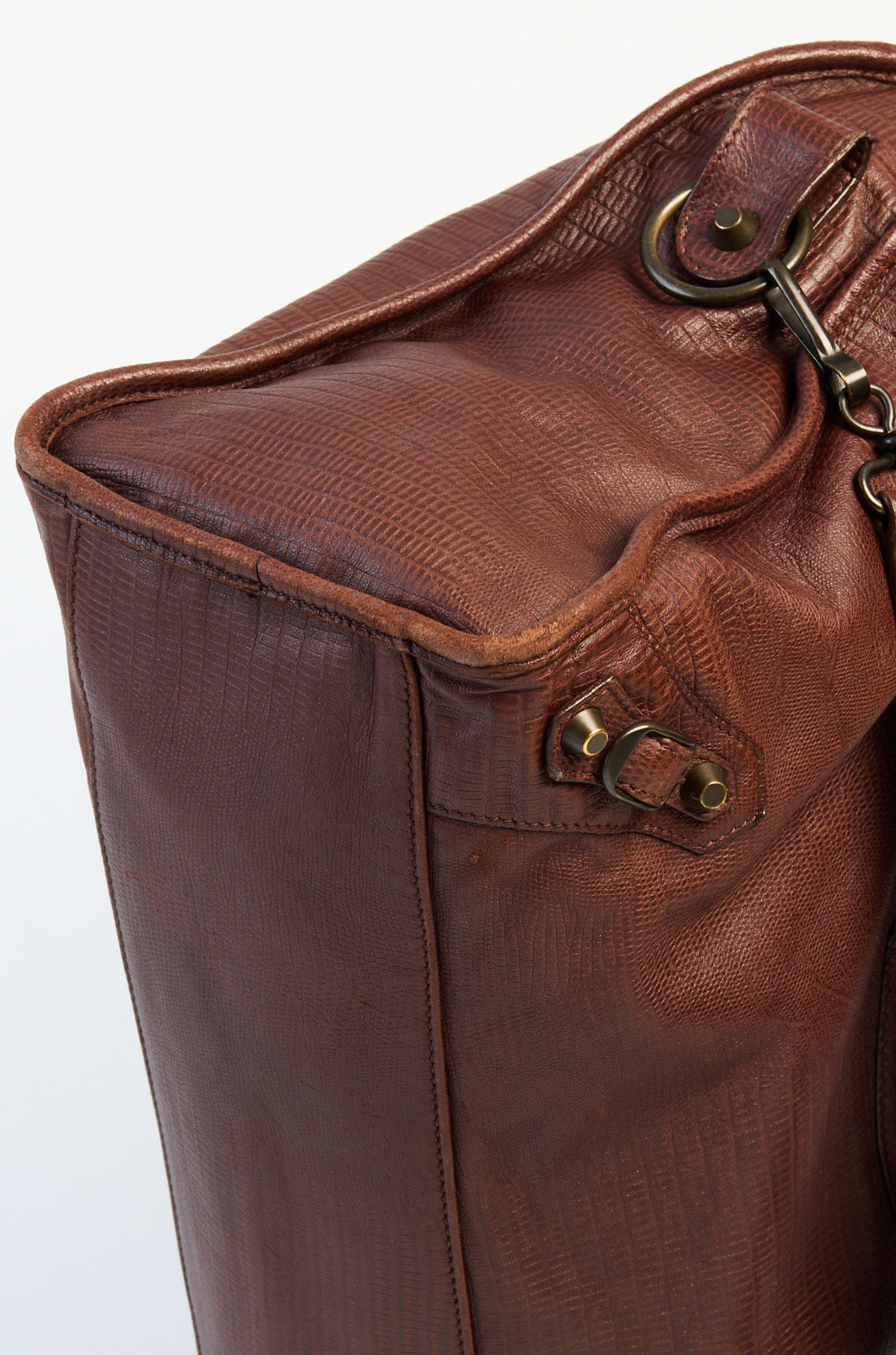 Balenciaga Limited Edition Neiman Marcus Anniversary Castagna Lizard Embossed Leather Motorcycle City Bag