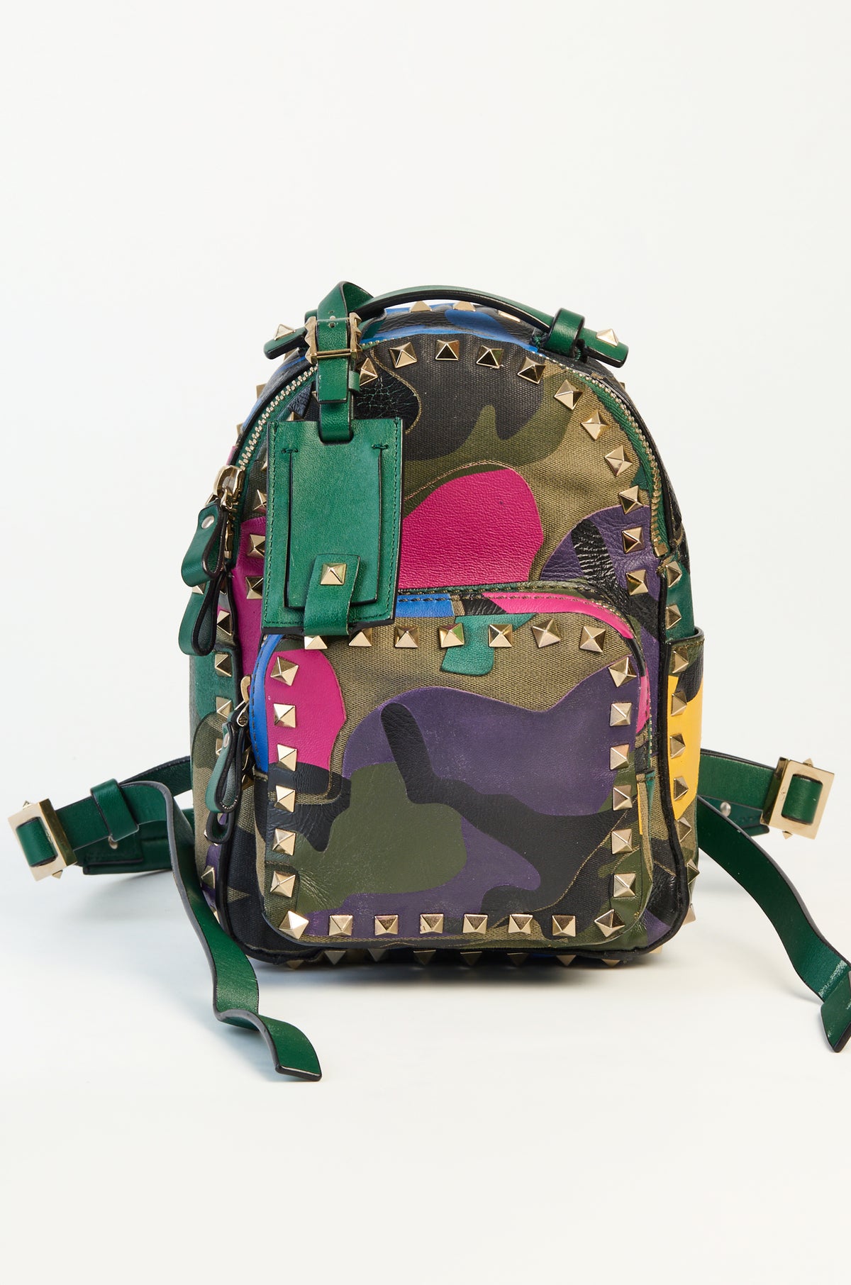 Valentino Garavani Rockstud Camo Leather &amp; Canvas Mini Backpack
