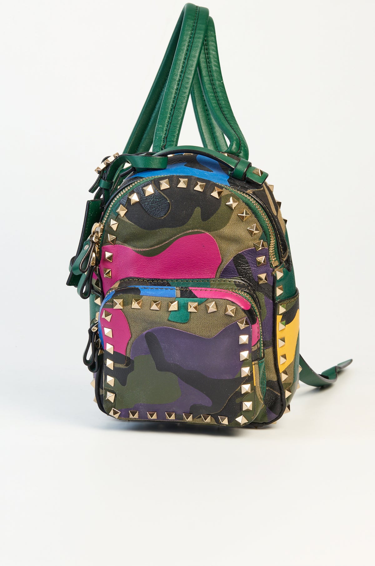 Valentino Garavani Rockstud Camo Leather &amp; Canvas Mini Backpack
