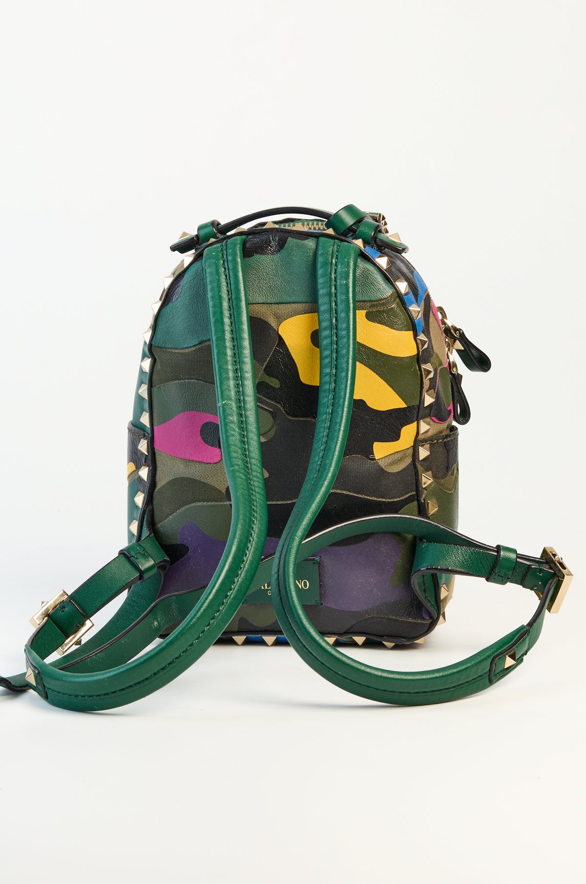 Valentino Garavani Rockstud Camo Leather &amp; Canvas Mini Backpack