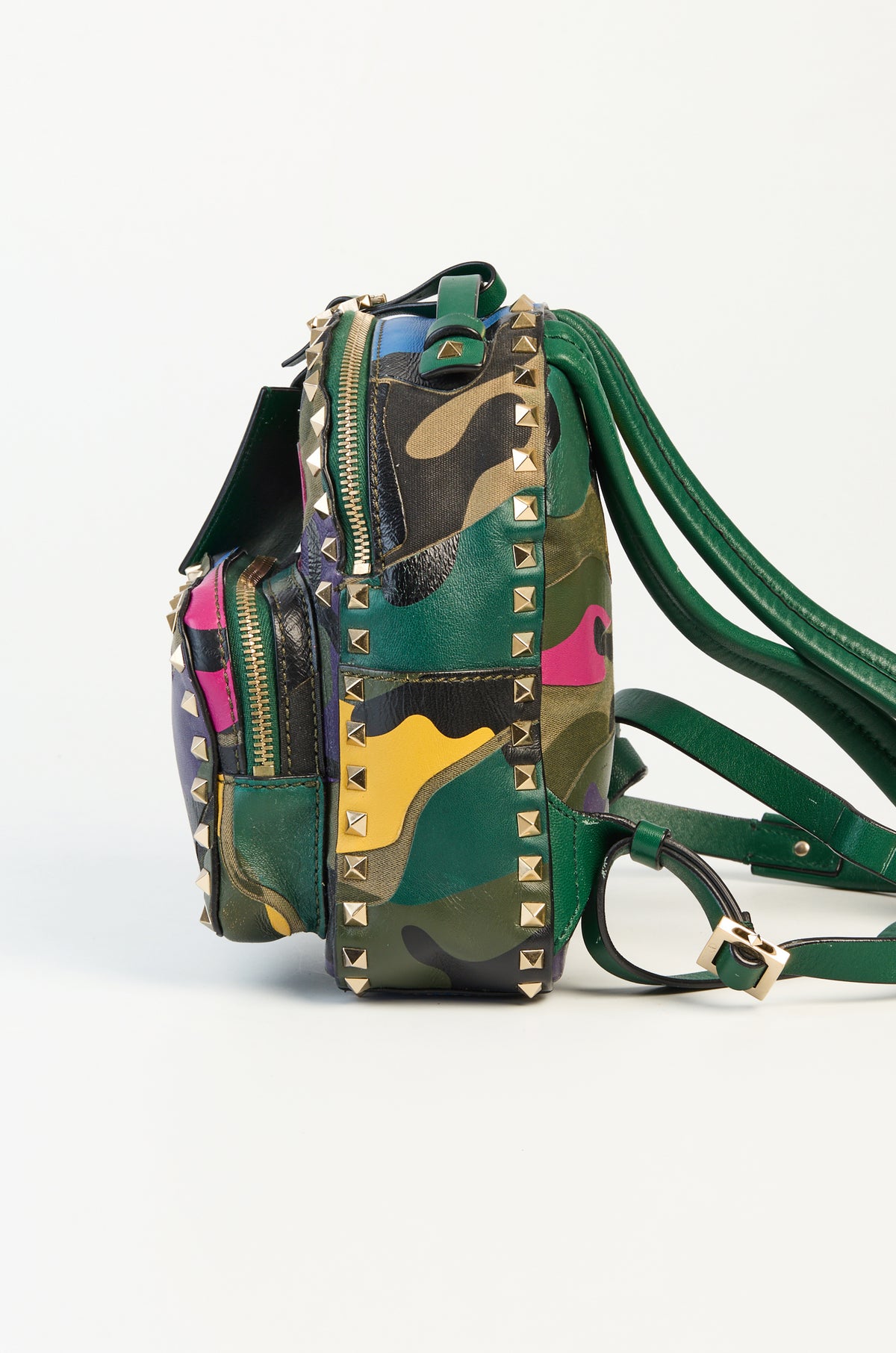 Valentino Garavani Rockstud Camo Leather &amp; Canvas Mini Backpack