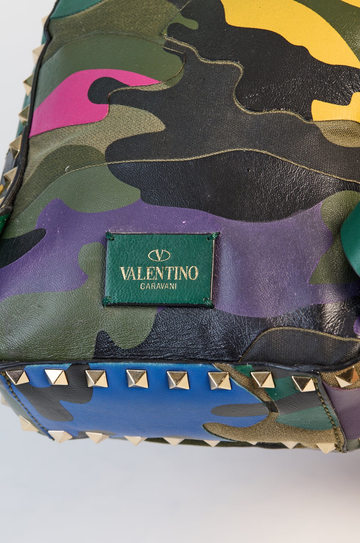 Valentino Garavani Rockstud Camo Leather &amp; Canvas Mini Backpack