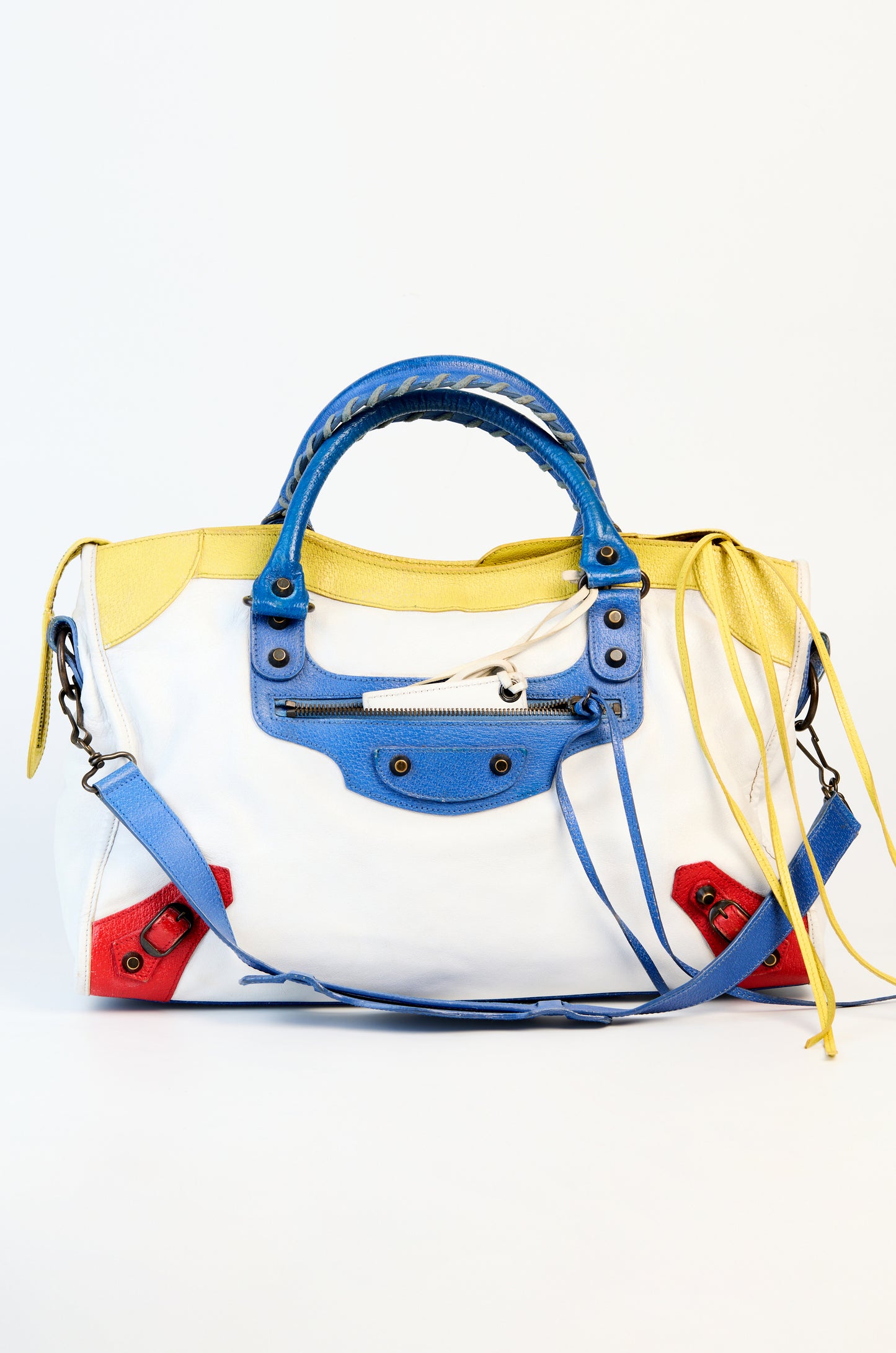 Balenciaga Tri-Color Leather Motorcycle City Medium Bag