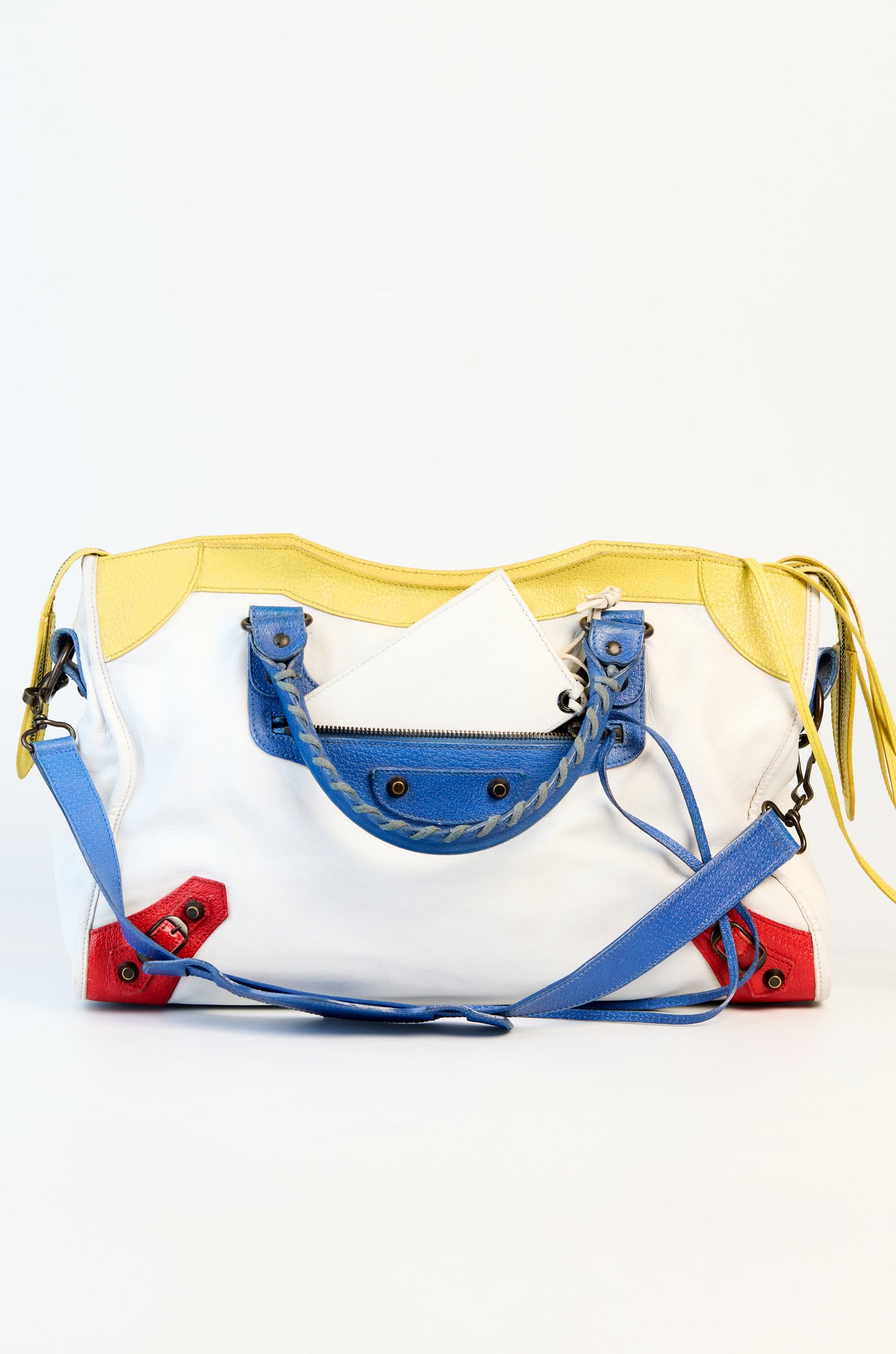 Balenciaga Tri-Color Leather Motorcycle City Medium Bag