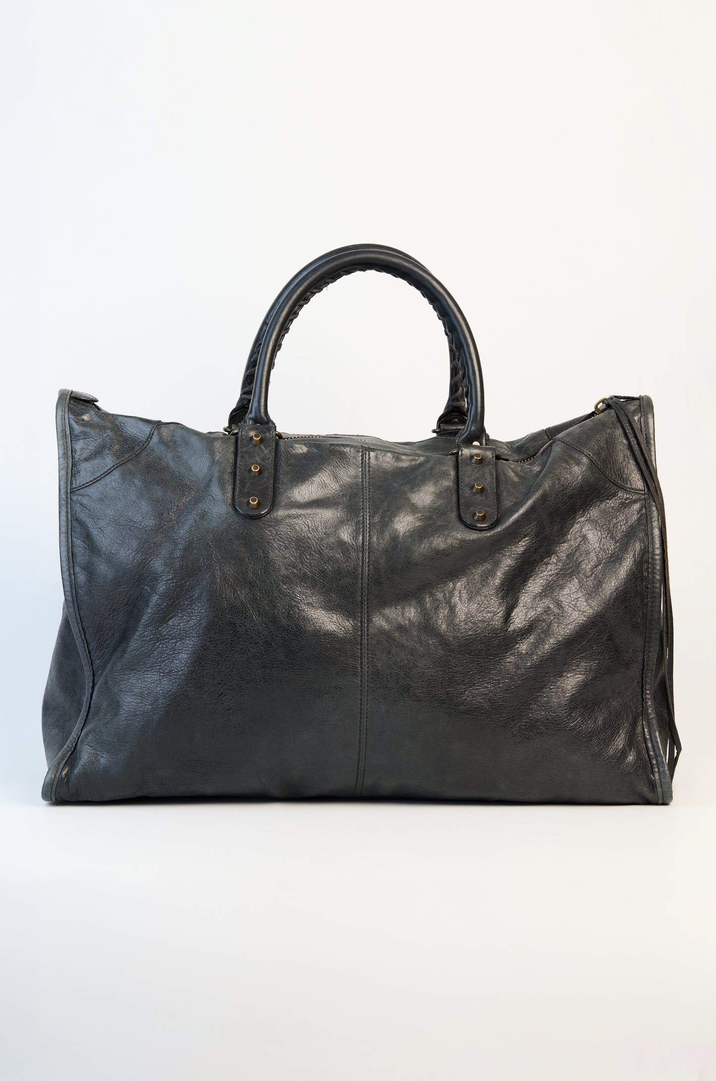 Balenciaga Anthracite Lambskin Leather Weekender Bag